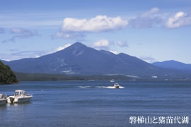 磐梯山と猪苗代湖